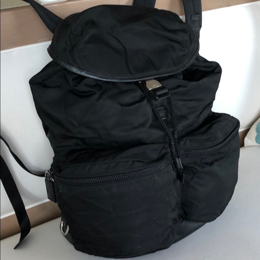 Prada V164 Unisex Nero Nylon / Leather Backpack - Picture 7 of 15